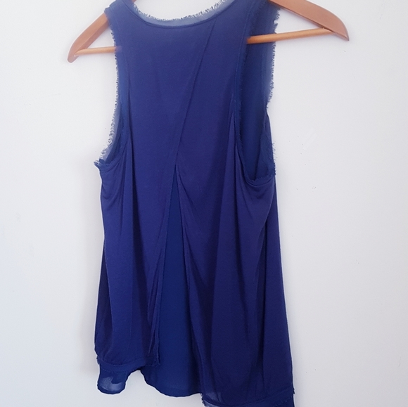 GUESS Blue Frayed Trim Tank Top - Picture 10 of 12